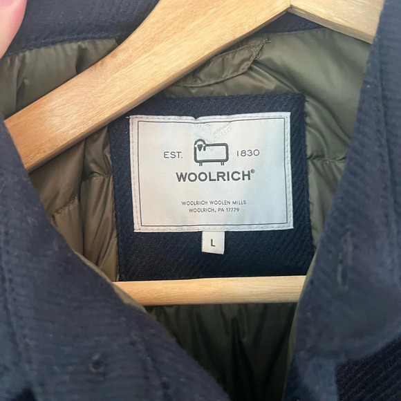 Alaskan Padded Duck Down Italian Wool Blend Melton Blue Overshirt Size Large - Picture 6 of 13